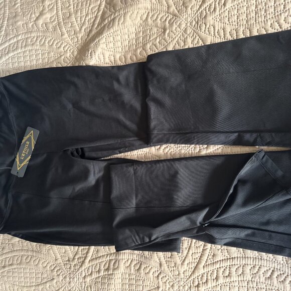 NWT L'Etoile Sport SPLIT HEM PANEL PANTS - Black - Picture 3 of 8